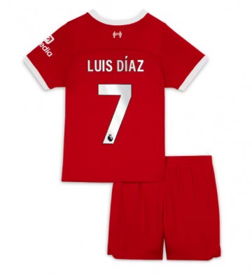 Liverpool Luis Diaz #7 Koszulka Podstawowych Dziecięca 2023-24 Krótki Rękaw (+ Krótkie spodenki)